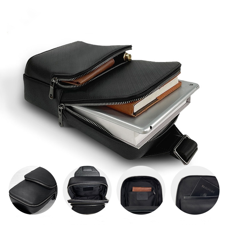 Saddle Bag Leather - Fashion Design Black Men's Sling Chest