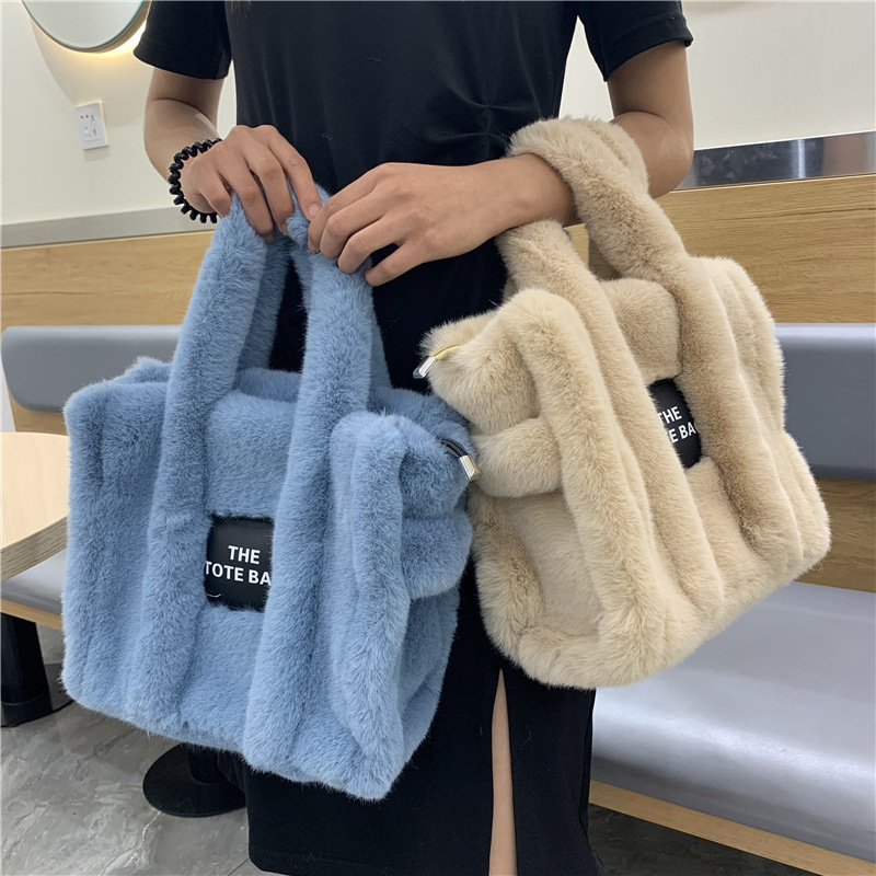 Women'S Tote Bags Designer - Winter Women Faux Fur Plush The