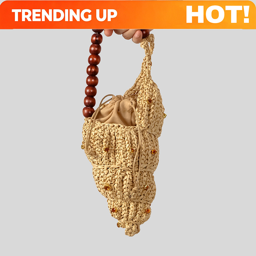 Women Bags Handmade - Creative Diamonds Conch Design Straw Bag