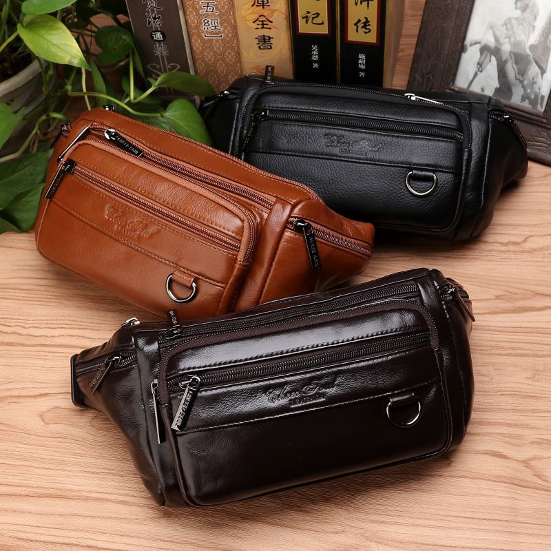 Men Waist Fanny Bags Sling Che - Saddle Bag Leather 评论和价格