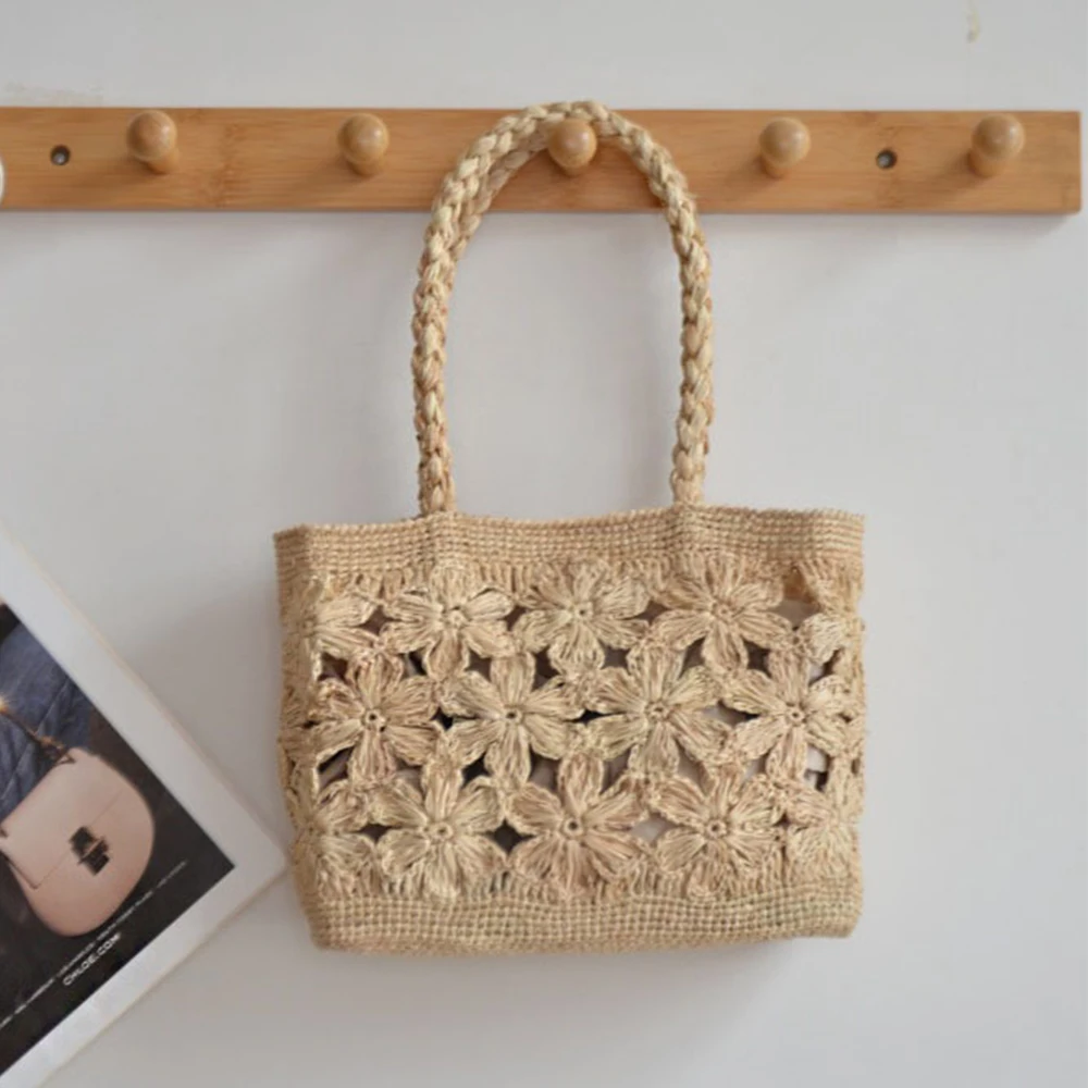 Bohemian Flower Straw Bag Tote - Women Bags Handmade 评论和价格