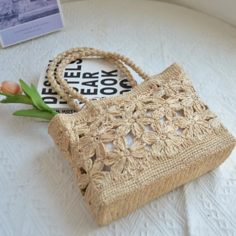 Bohemian Flower Straw Bag Tote - Women Bags Handmade 评论和价格