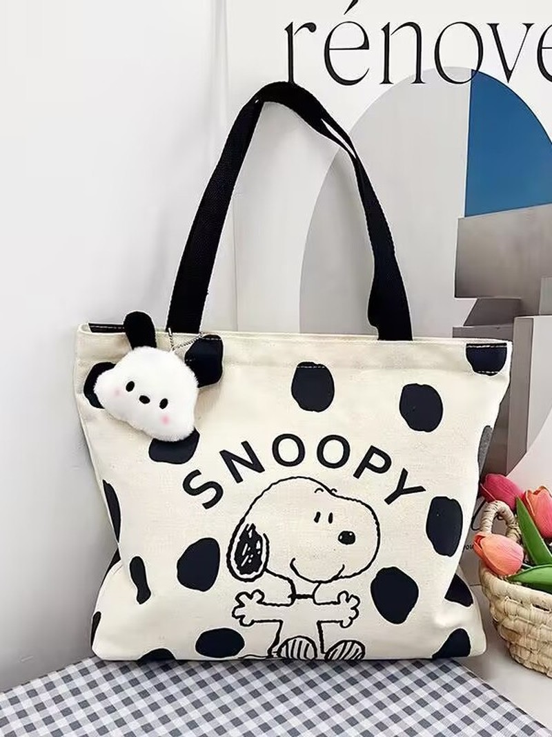 Cartoon Snoopy Canvas Shoulder - Women Bags Medium Size 评论和价格