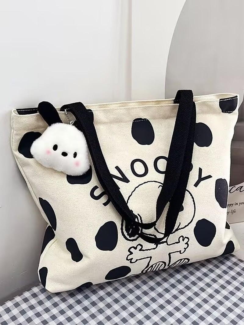 Cartoon Snoopy Canvas Shoulder - Women Bags Medium Size 评论和价格