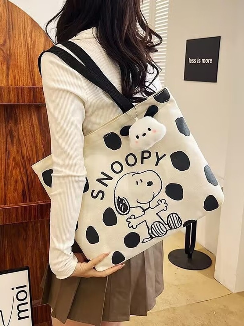 Cartoon Snoopy Canvas Shoulder - Women Bags Medium Size 评论和价格