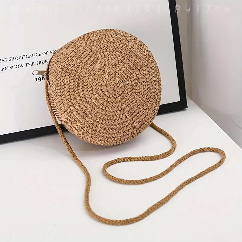 Round Woven Rattan Crossbody B - Women Bags Handmade 评论和价格